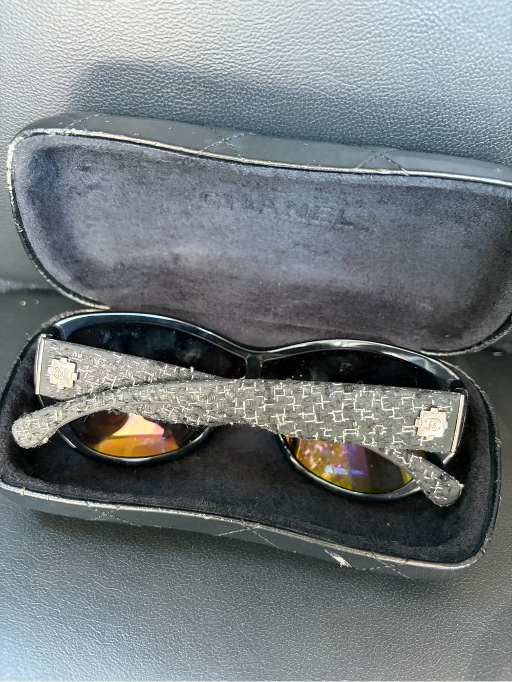 CHANEL Black Oversized Shield Sunglasses